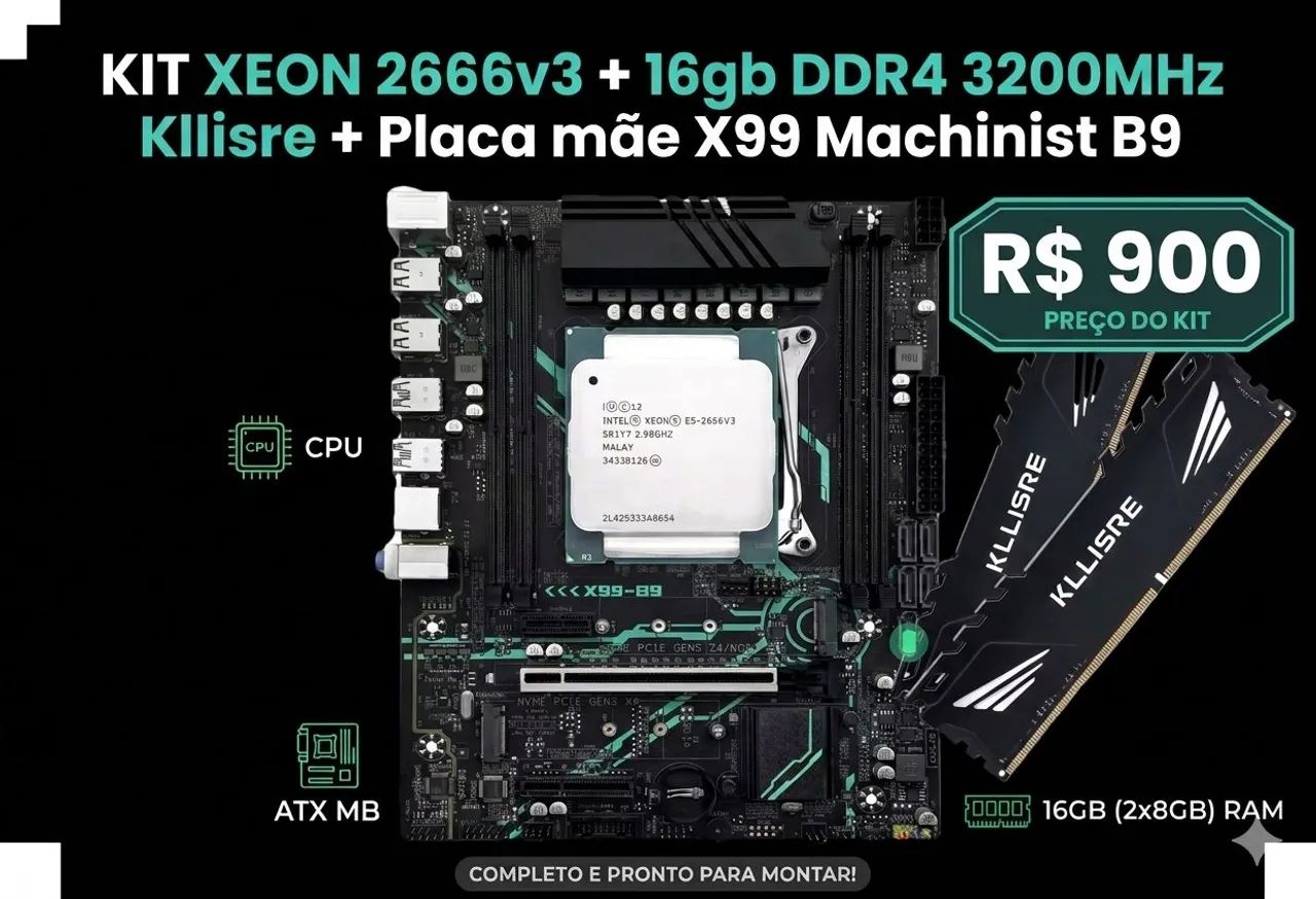 Kit Xeon 2666v3+Placa mãe+16gb DDR4 - Peças de Hardware - Castelo