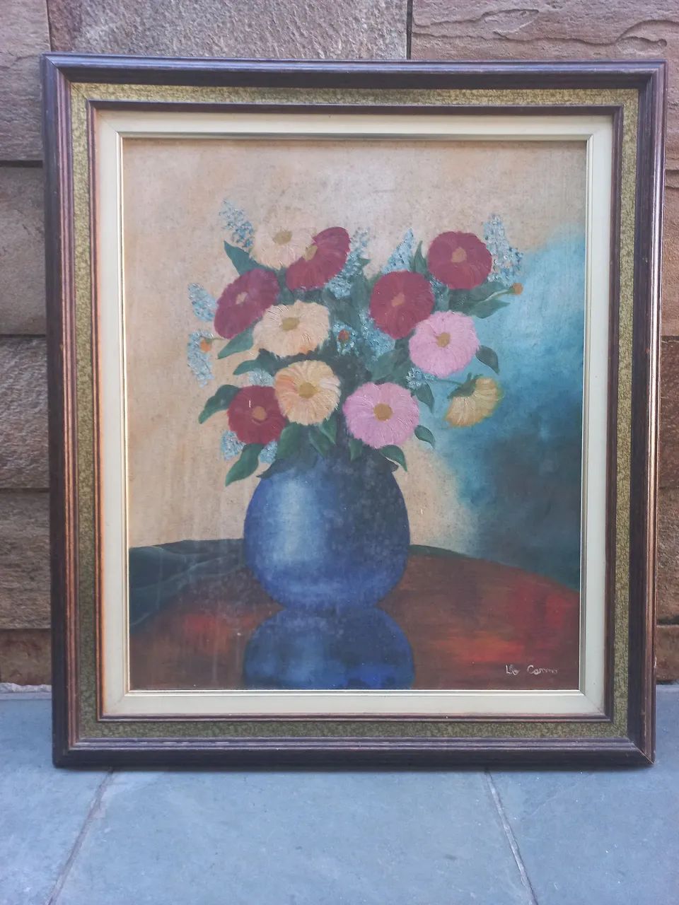 Quadro antigo moldura madeira 66x75  - Foto 3