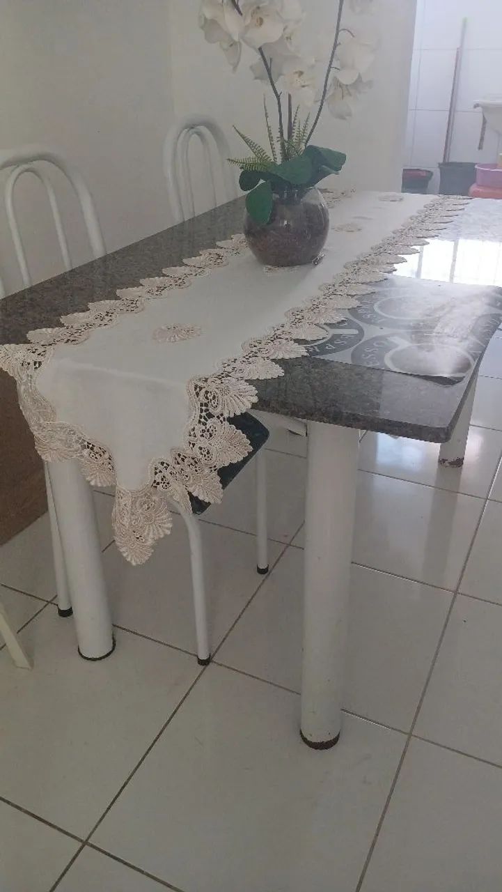 Mesa em mármore 6 cadeiras  - Foto 4