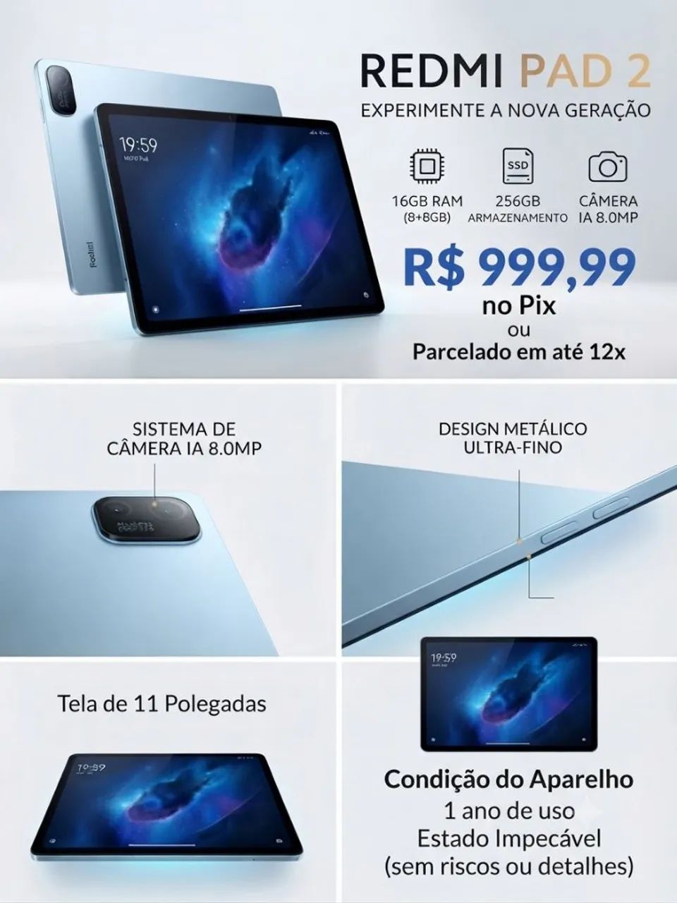 Tablet Xiaomi Redim Pad 2 - 256gb zeradoo