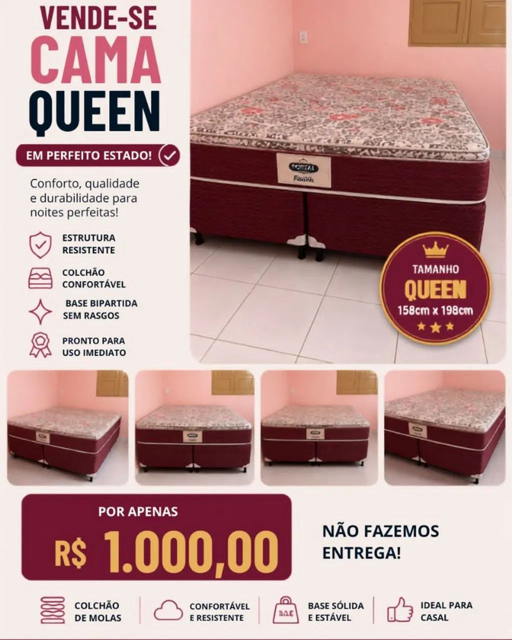 Cama de casal Queen 1000,00 negociável 