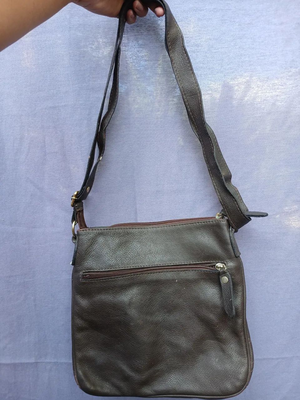 Bolsa Transversal Feminina Couro Legítimo Marrom - Vários Bolsos - Foto 3