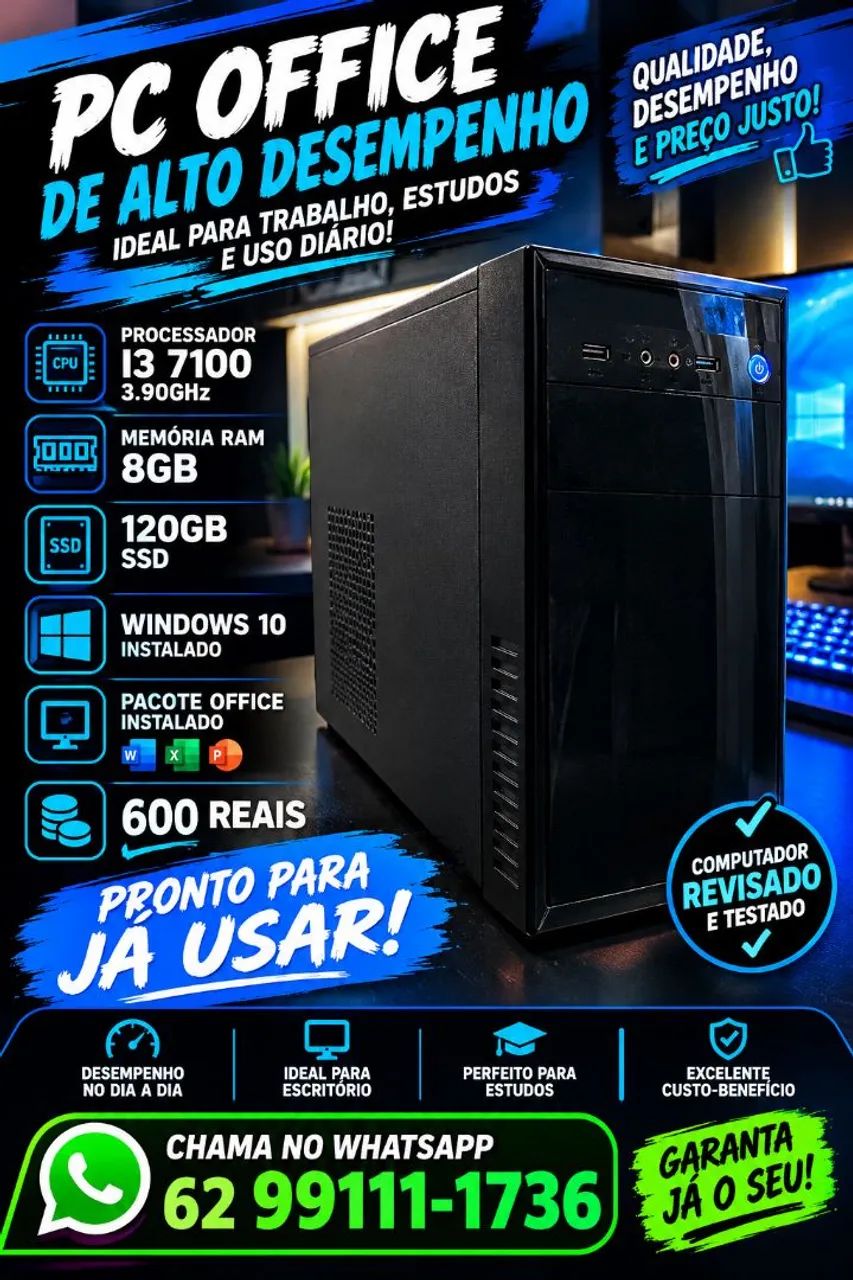 Cpu I3 7100 com 8GB Memória 120GB Ssd 