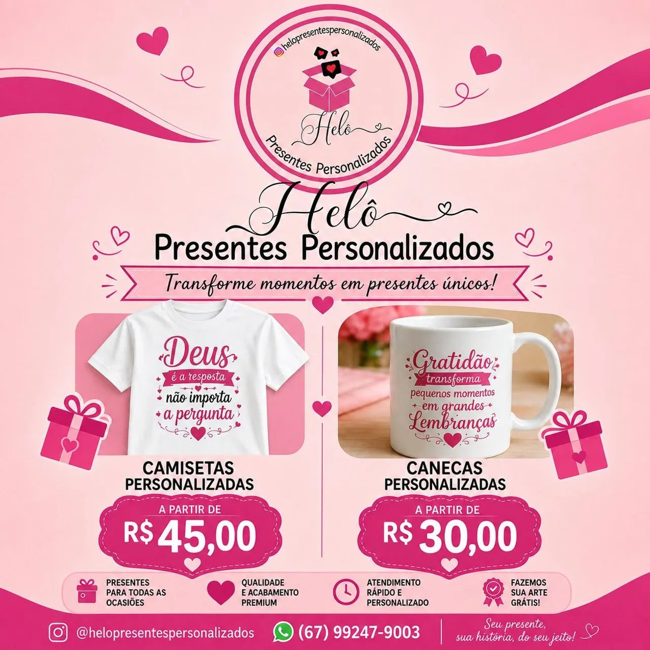 Camisetas e canecas personalizadas 