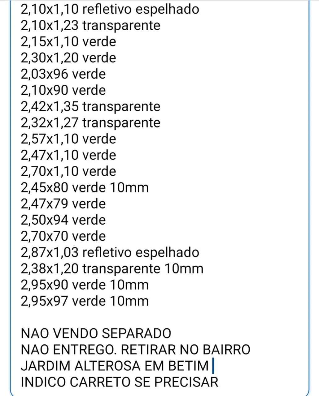 120 vidros FIXOS blindex grandes catalogados pra vários fins e 70 sem catalogar - Foto 5