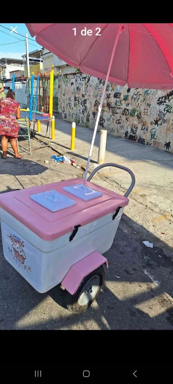 Carrinho de sorvete com 2 compartimentos, gelo x.