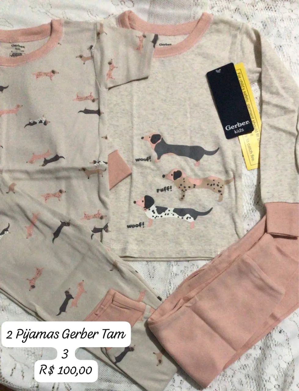 2 Pijamas sem pé Gerber Tam 3