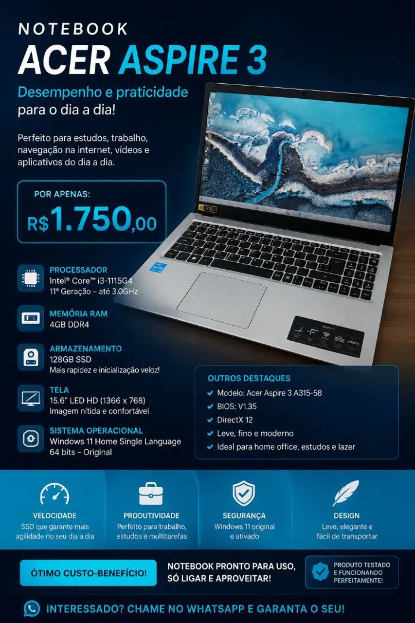 Notebook accer, novo  - Foto 4