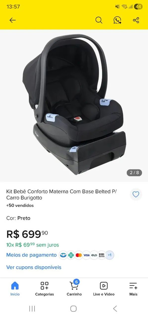 Bebê conforto Burigotto com base isofix