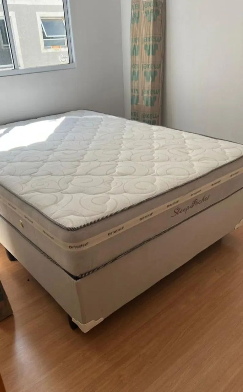 Cama casal box e colchão molas ensacadas 
