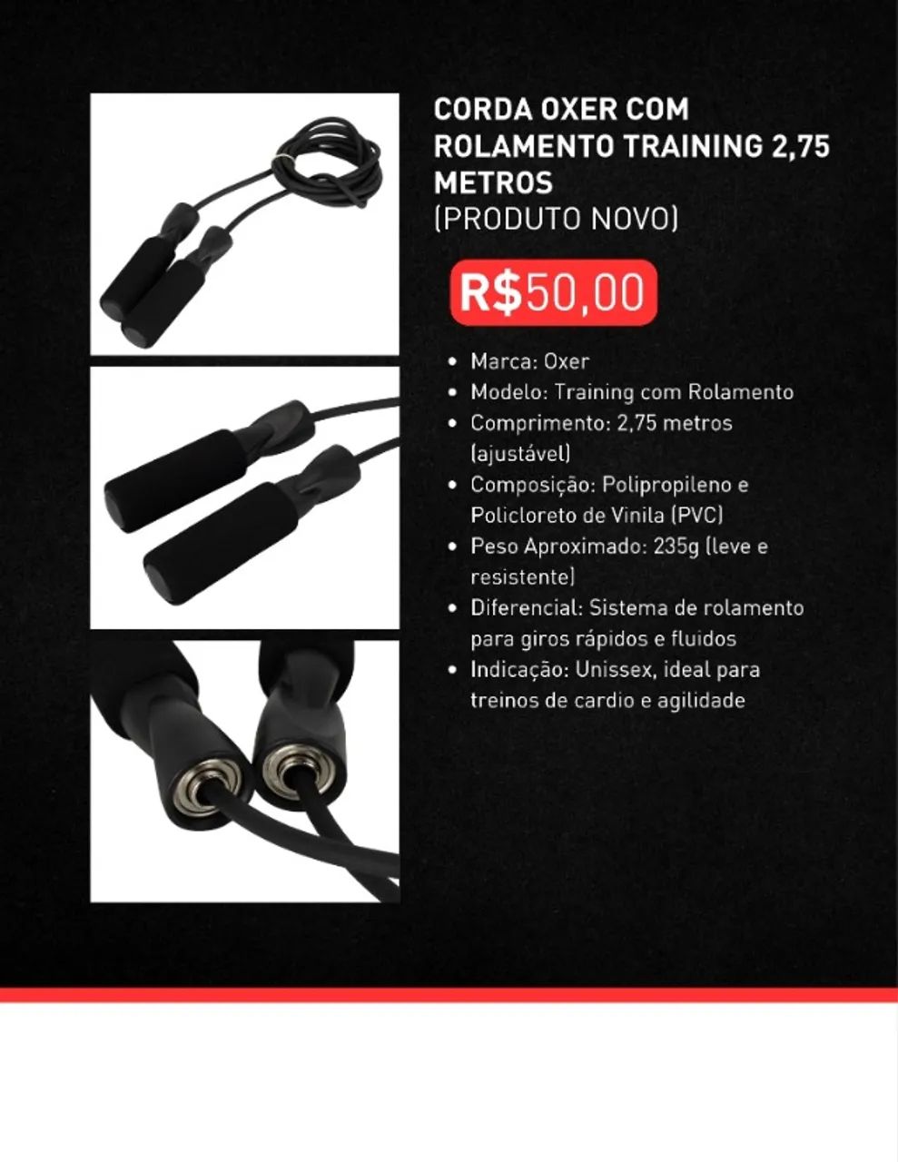 CORDA OXER COM ROLAMENTO TRAINING 2,75 METROS