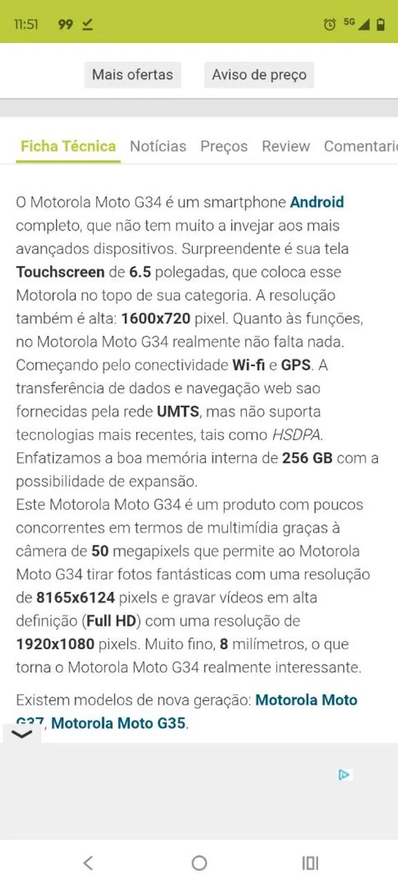 CELULAR NOVO MOTO G34 550,00 - Foto 2
