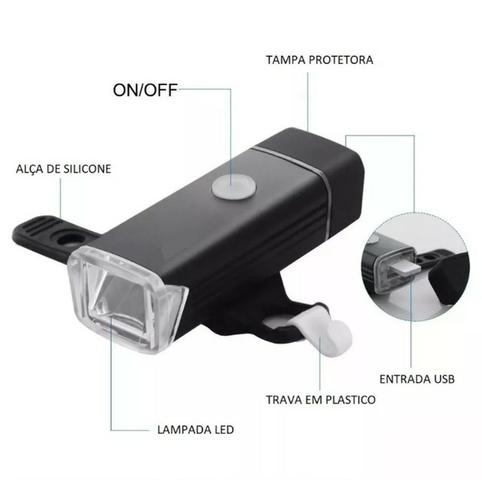 Bike Lanterna Farol Dianteiro Recarregável Usb 180 Lumens Pedal Noturno Bicicleta Forte - Foto 2