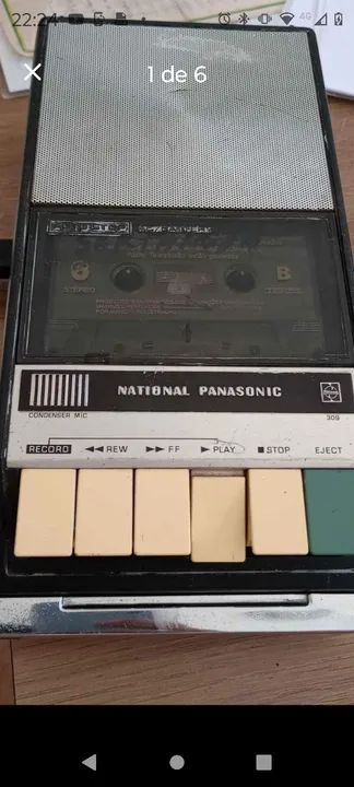 Gravador K7 National Panasonic 1976 + Fita K-7