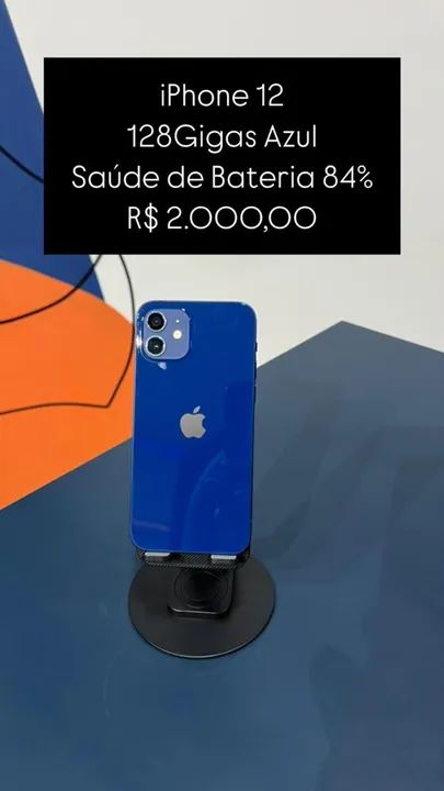 iPhone12 128GB バッテリー84% IPhone 12 128GB Azul Saúde de bateria 84% Semi Novo | Loja Física
