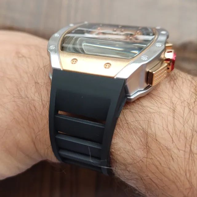 Relógio FoxBox Prata e Bronze Aço Inox - Silicone - Foto 5