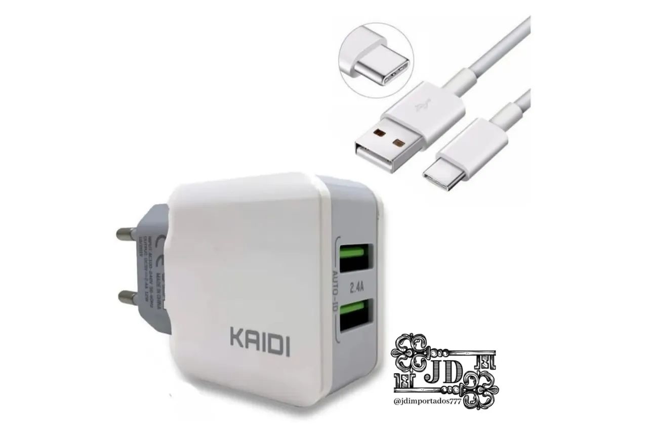 Carregador de Parede Duplo 2.4A USB Auto-ID Kaidi KD-3015 - Foto 3