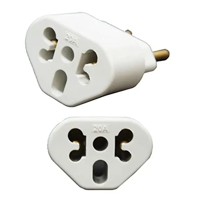 Adaptador De Tomada Saída 2p+T 10a/20a 250v Entrada 2 Pinos 10a