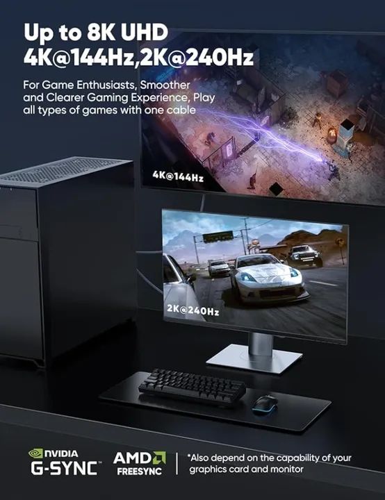 Cabo Displayport 8K  - Qualidade Extrema - Acabamento em Nylon - Foto 3