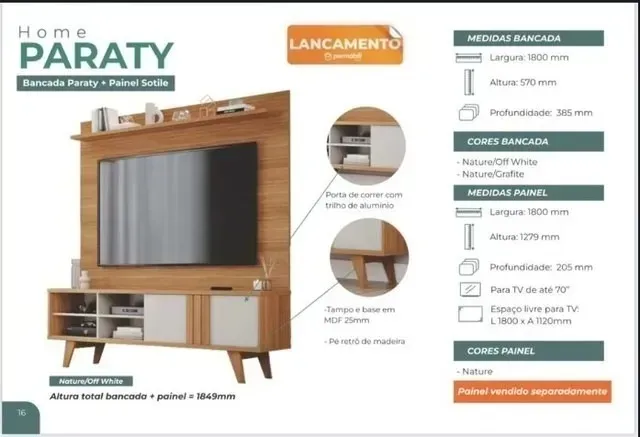 Bancada Paraty + Painel Sotile (Home em MDF)