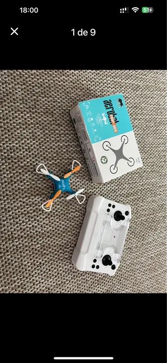 Mini Drone Azul Aerobat Quatro eixos Com Radio Controle - Foto 3