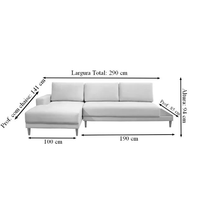 Novidade em estoque!! Sofá com Chaise Ref.825 2,90 m Chenile Linho Cinza Firenze - Foto 3