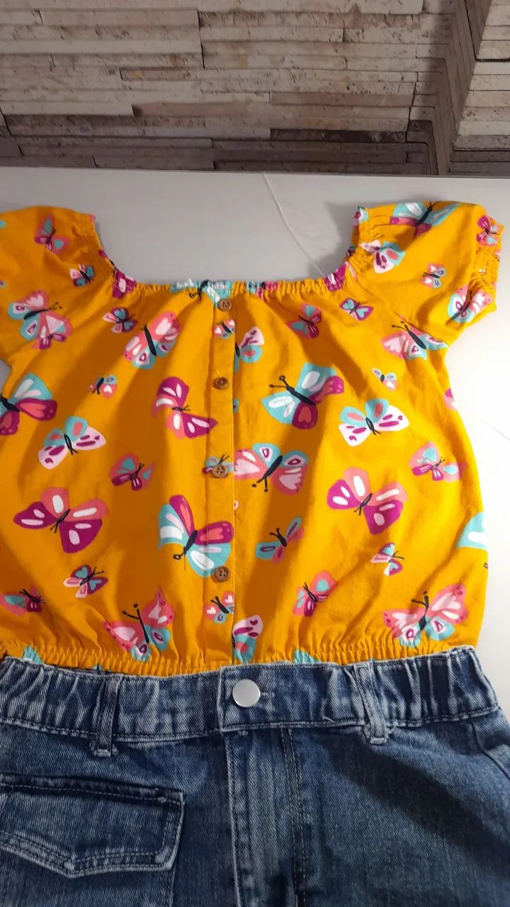 Vendo Conjunto Blusa Malwe kids e saia jeans seminovo T- 10 anos - Foto 2