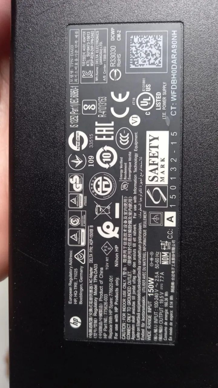 Fonte Original HP 150w Conector Azul Carregador Notebook  - Foto 2