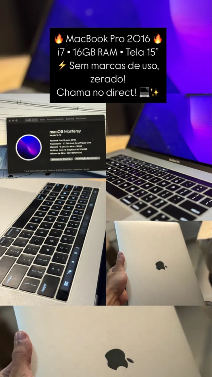 MacBook Pro 2016 - i7, 16GB RAM, Tela 15"