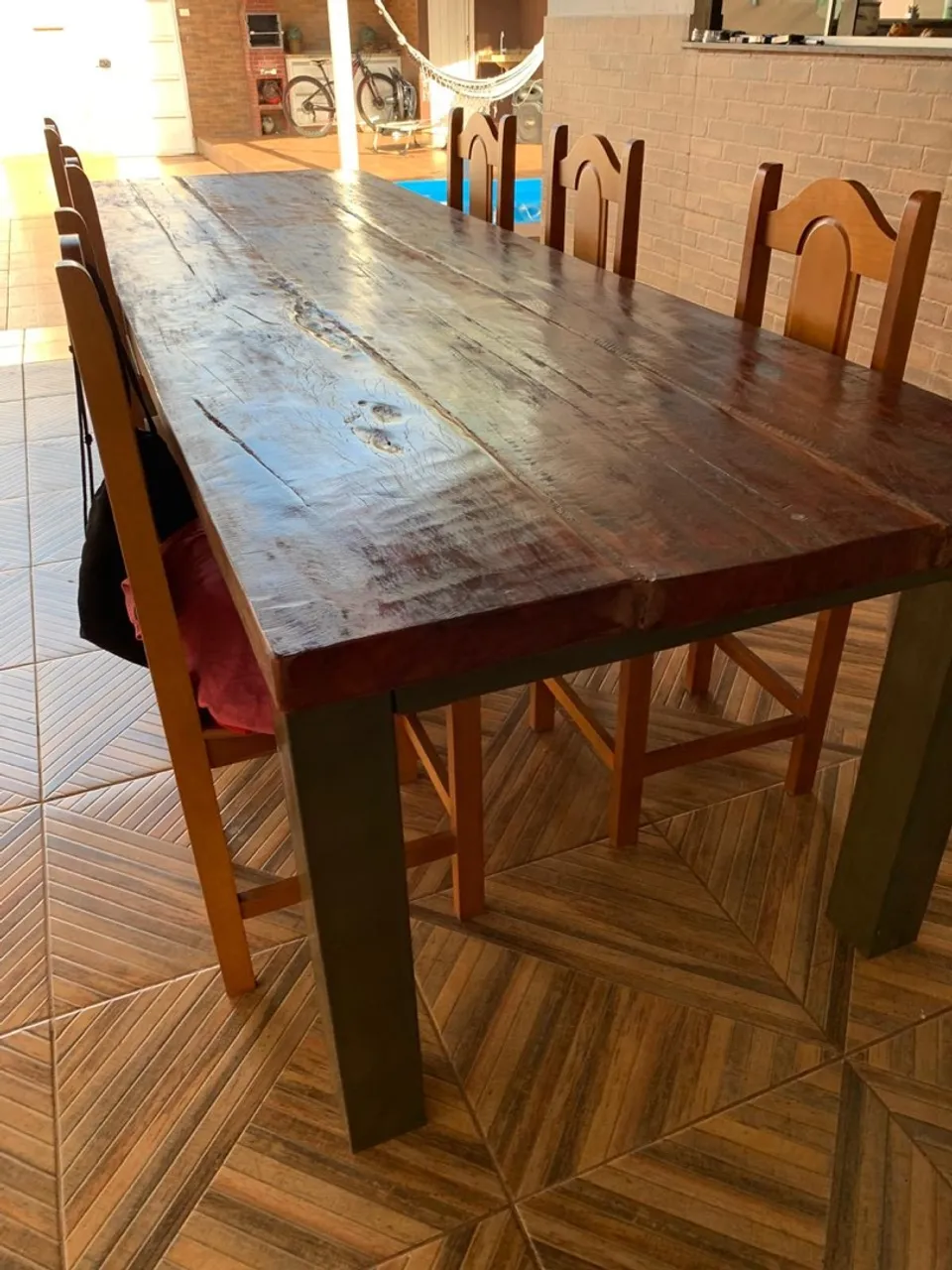 Mesa de Jantar Rústica de Madeira Maciça(sem as cadeiras)