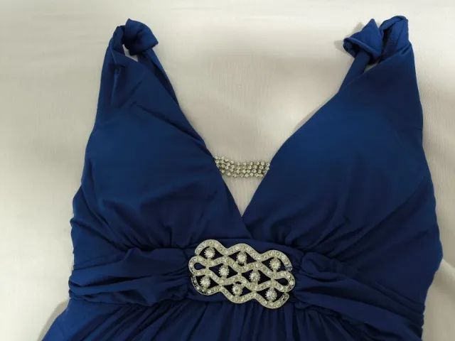 Vestido de festa longo azul marinho - Foto 4