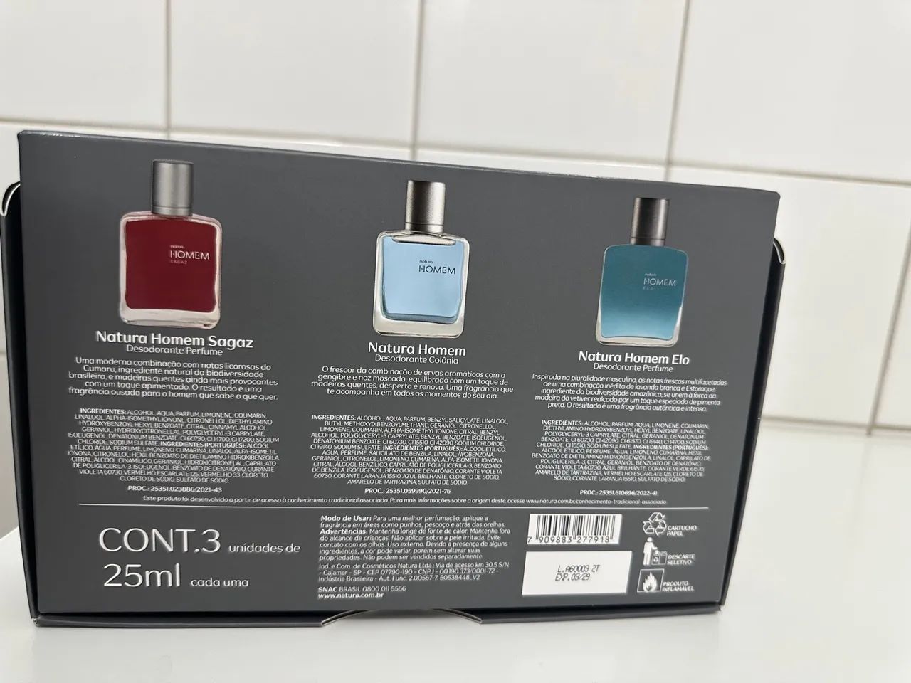 Kit Natura Homem (Sagaz, Colônia, Elo) - 3 Desodorantes