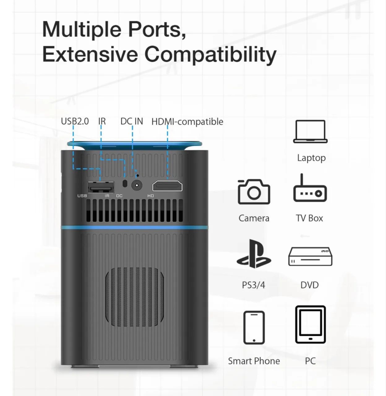 BW-VT2 Mini WIFI Projector, bluetooth Home Theater - Foto 3