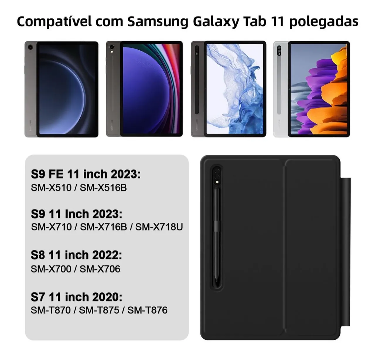 Teclado Capa Para Samsung Tablet 11 S7/s8/s9 Fe Bluetooth