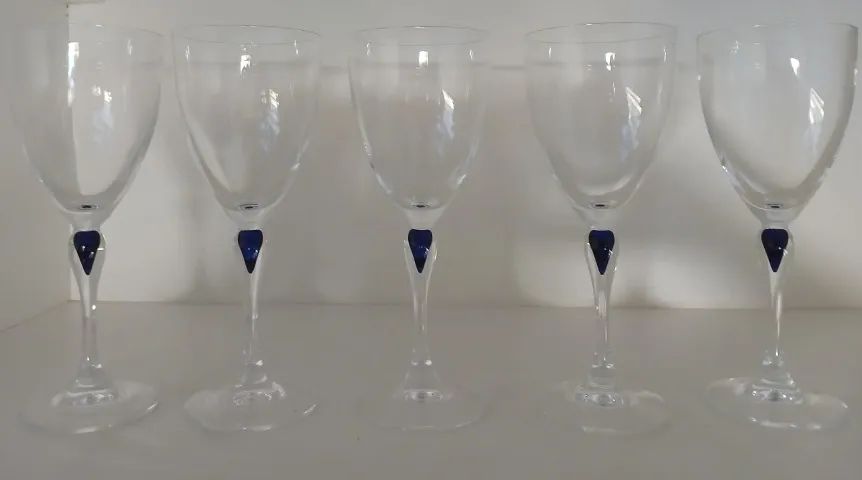 Antiguidade Jogo de 5 Taças em Cristal D'arques 17cm X 7 cm