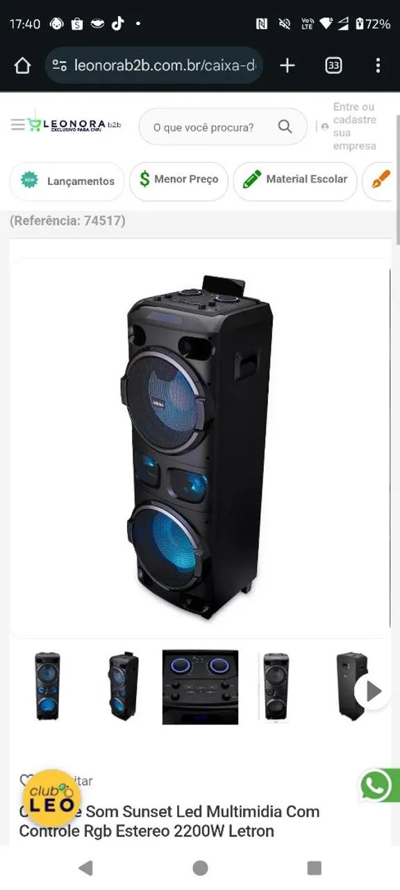 Som Sunset Led Multimídia 2200W Letron