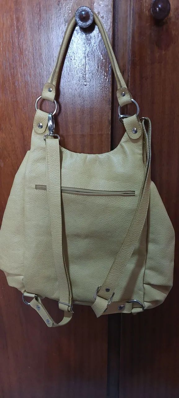 Bolsa de ombro de couro amarelo  - Foto 2