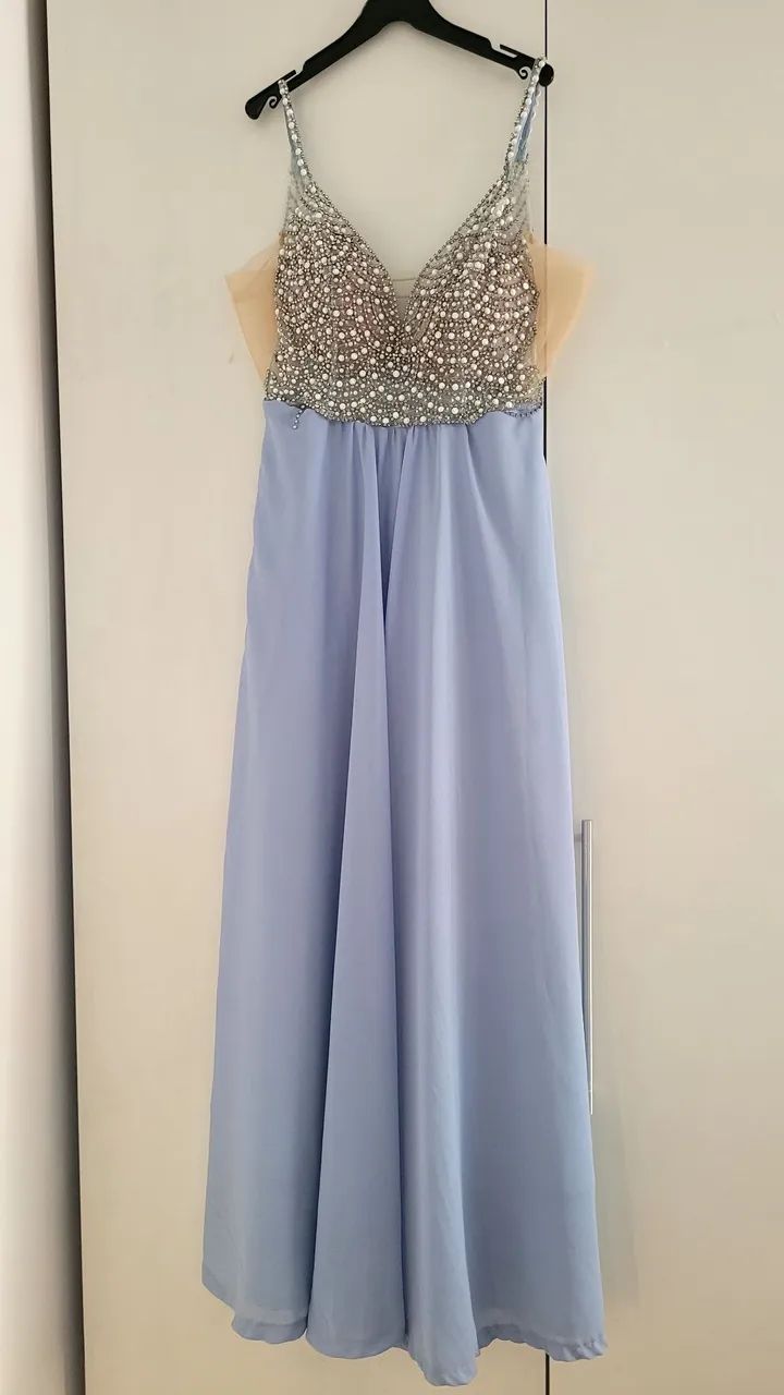 Vestido de festa azul serenity 