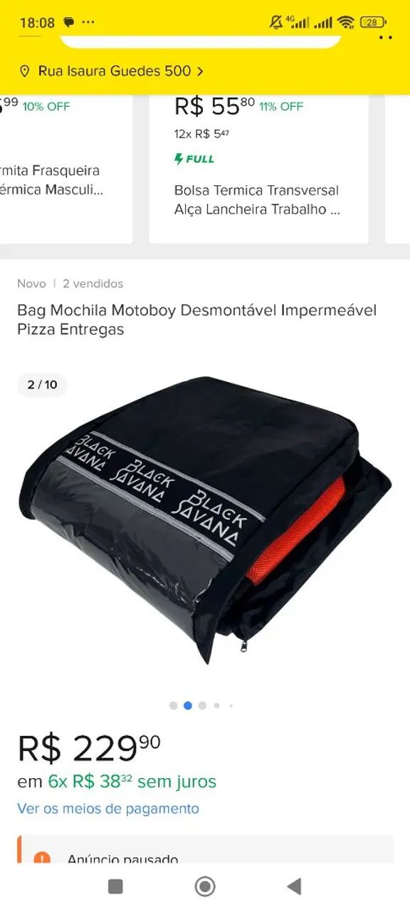Mochila Motoboy para Entrega de Pizza - Desmontável e Impermeável - Foto 4