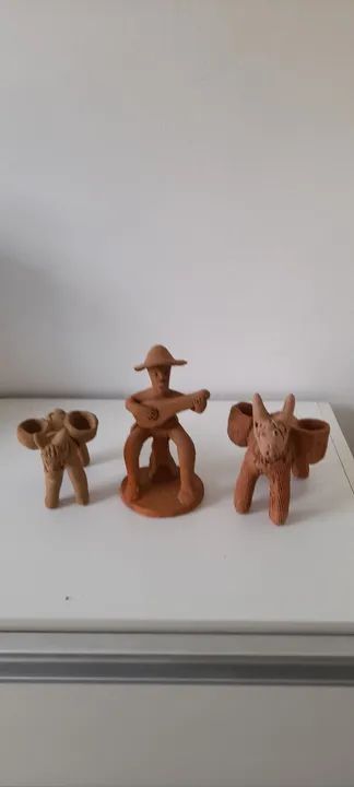 Conjunto de Esculturas em Cerâmica - Decoração Artesanal