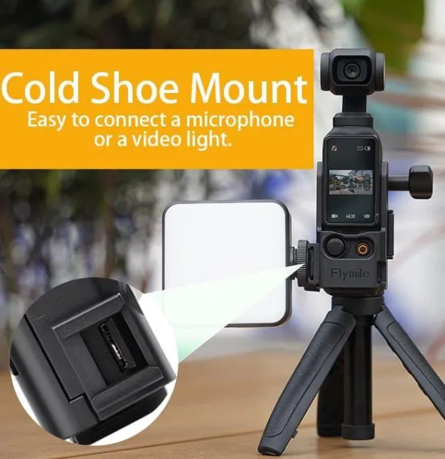 Suporte adaptador de expansão para Osmo Pocket 3 Flymile Sapata fria Led e Microfone 