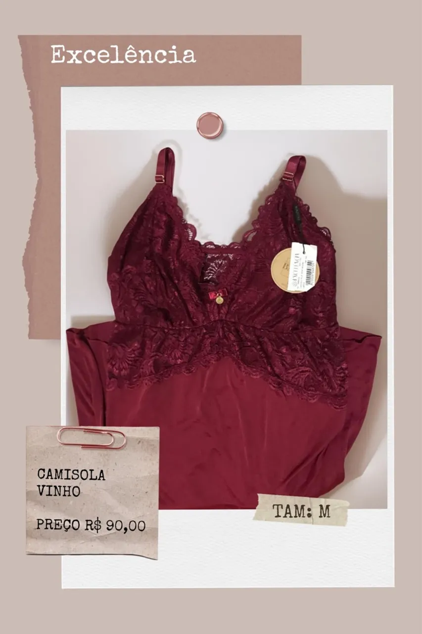 Camisola Vinho com Renda - Excelência