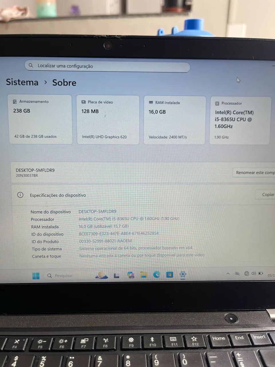 Notebook Lenovo thinkpad core i5 8th gen 16gb ram NVMe 256gb 64302536269058121
