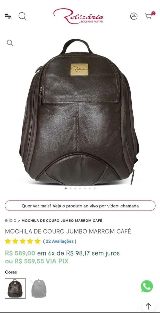 Mochila Couro Marrom - Foto 4
