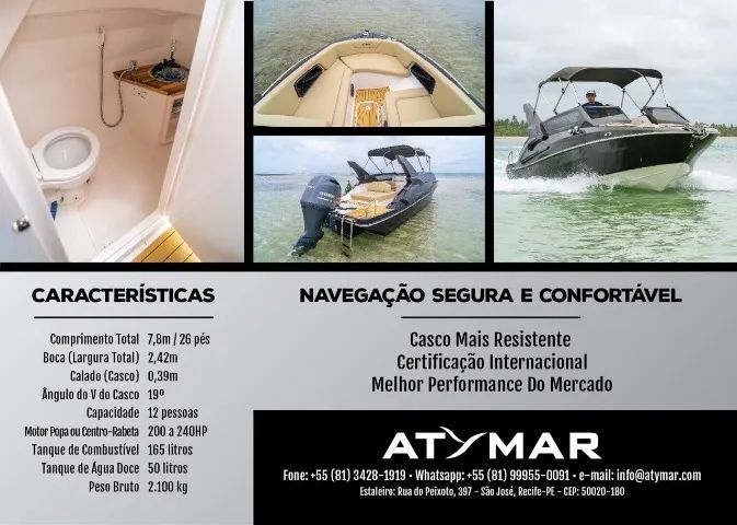 Lancha Atymar 26 pés 2025 proa aberta com banheiro zero - Foto 12