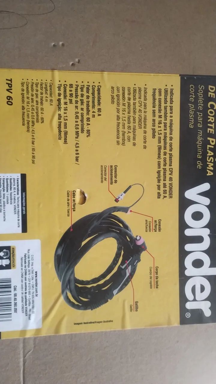 Tocha para Máquina Plasma 60A 5 metros TPV 60 Vonder - Foto 4