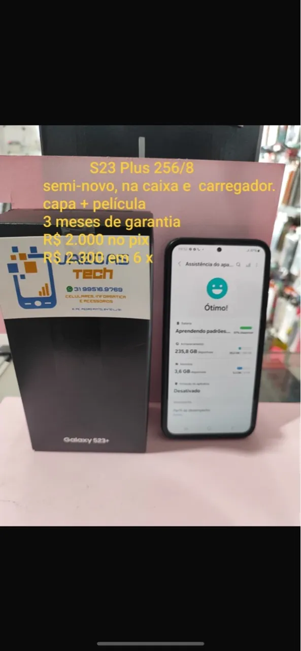 Samsung S23+ na caixa 