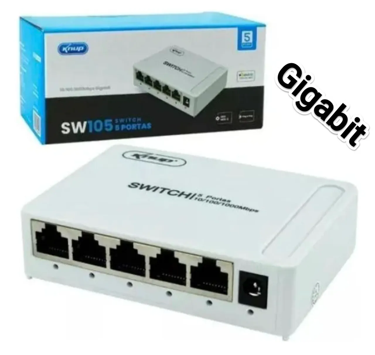 Switch Gigabit 5 Portas Knup SW105 - Rede rápida e eficiente
