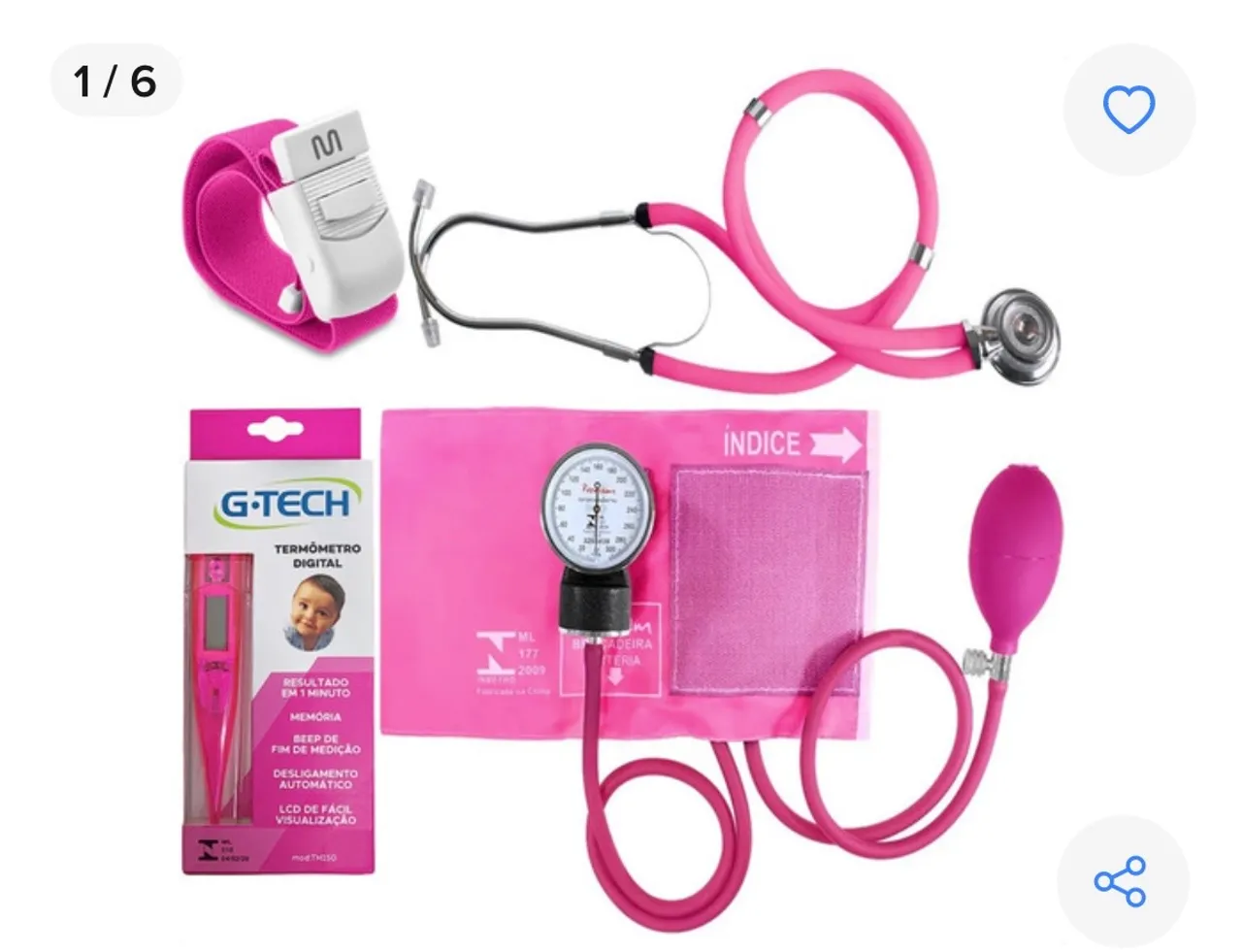 Kit Médico Completo: Estetoscópio, Termômetro e Esfigmomanômetro