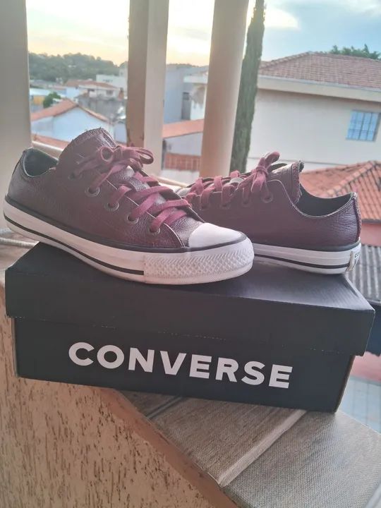 Converse All Star Couro vinho - Foto 3